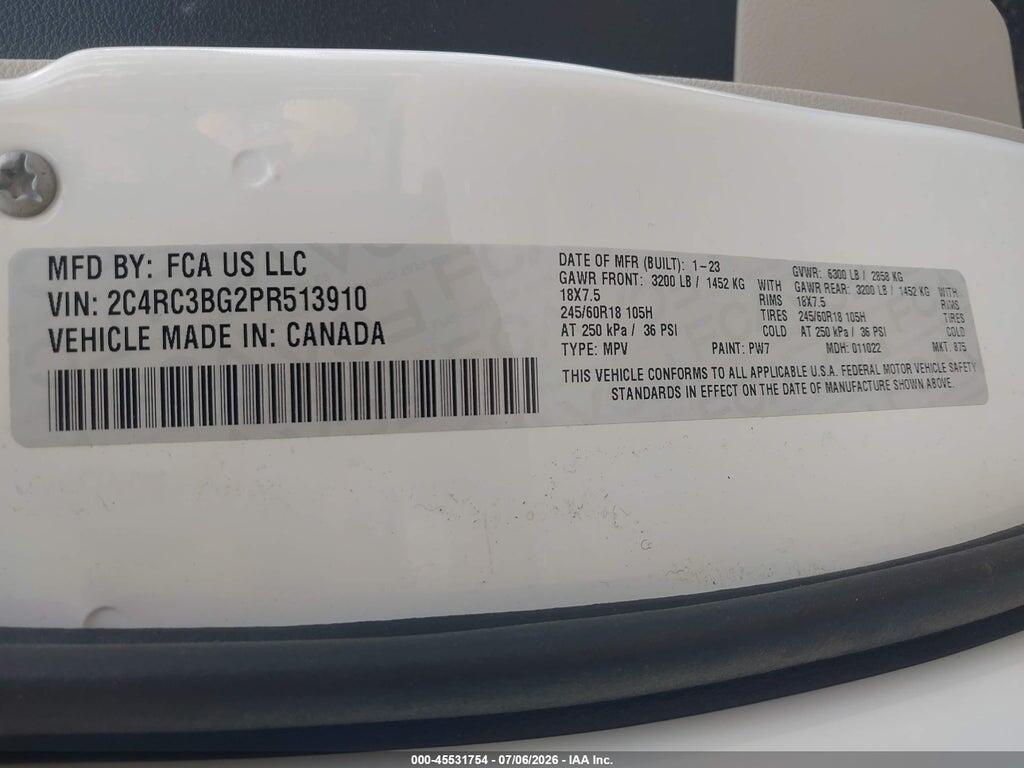 2C4RC3BG2PR513910 2023 CHRYSLER PACIFICA photo no. 9