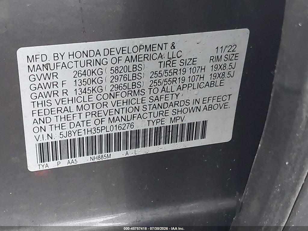 5J8YE1H35PL016276 2023 ACURA MDX photo no. 9