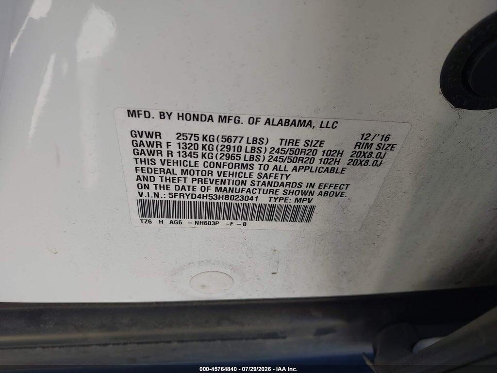 5FRYD4H53HB023041 2017 ACURA MDX photo no. 9