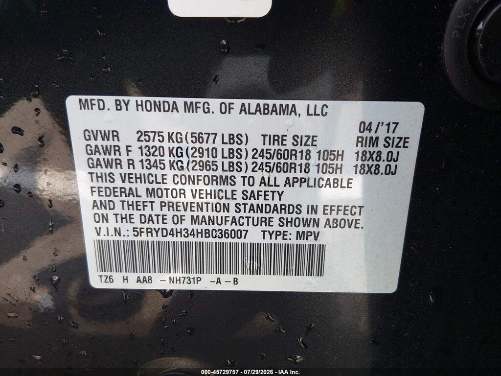 5FRYD4H34HB036007 2017 ACURA MDX photo no. 9