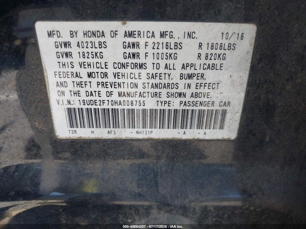 19UDE2F70HA008755 2017 ACURA ILX photo no. 9