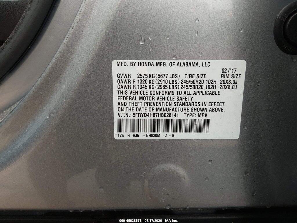 5FRYD4H87HB028141 2017 ACURA MDX photo no. 9