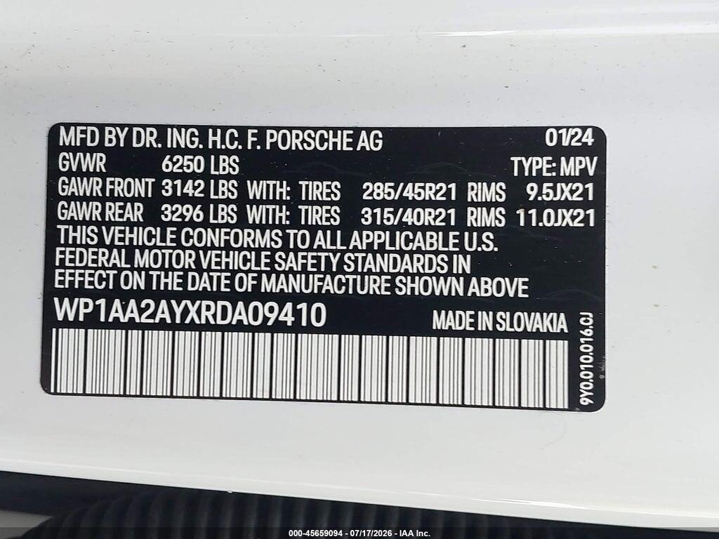 WP1AA2AYXRDA09410 2024 PORSCHE CAYENNE photo no. 9