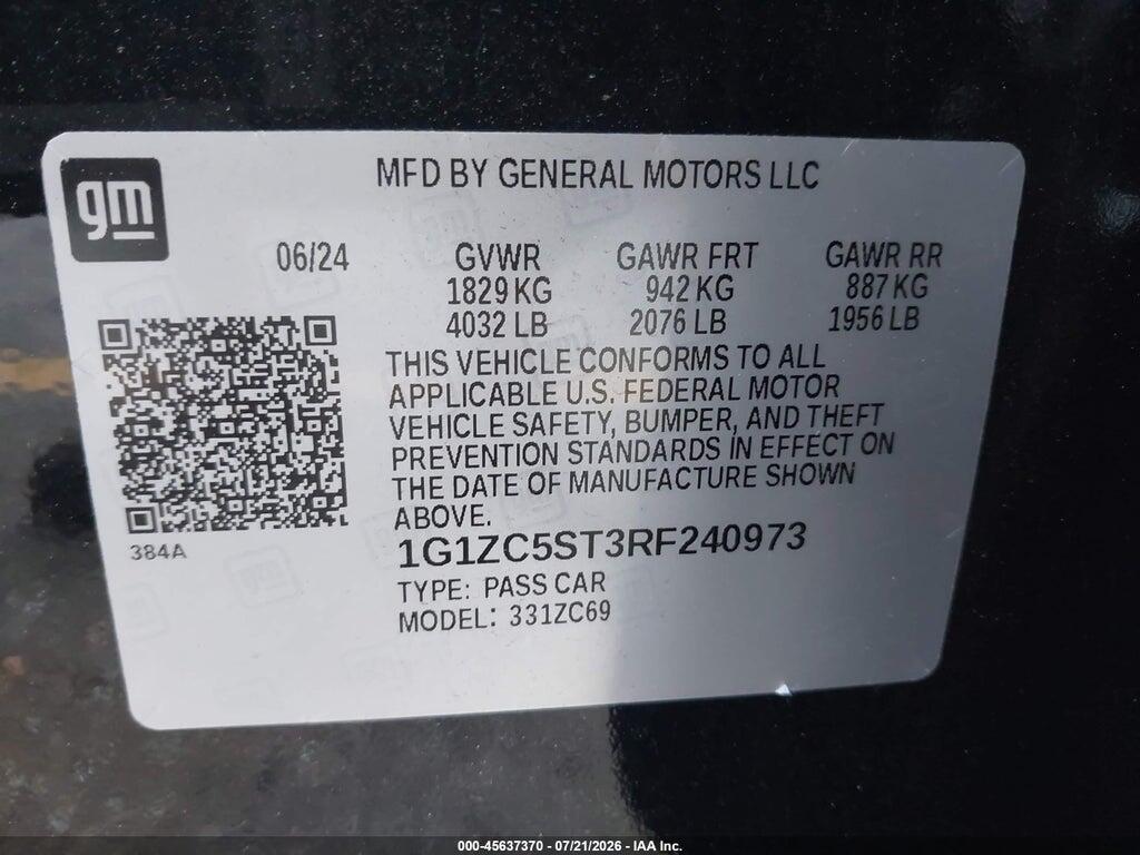 1G1ZC5ST3RF240973 2024 CHEVROLET MALIBU photo no. 9