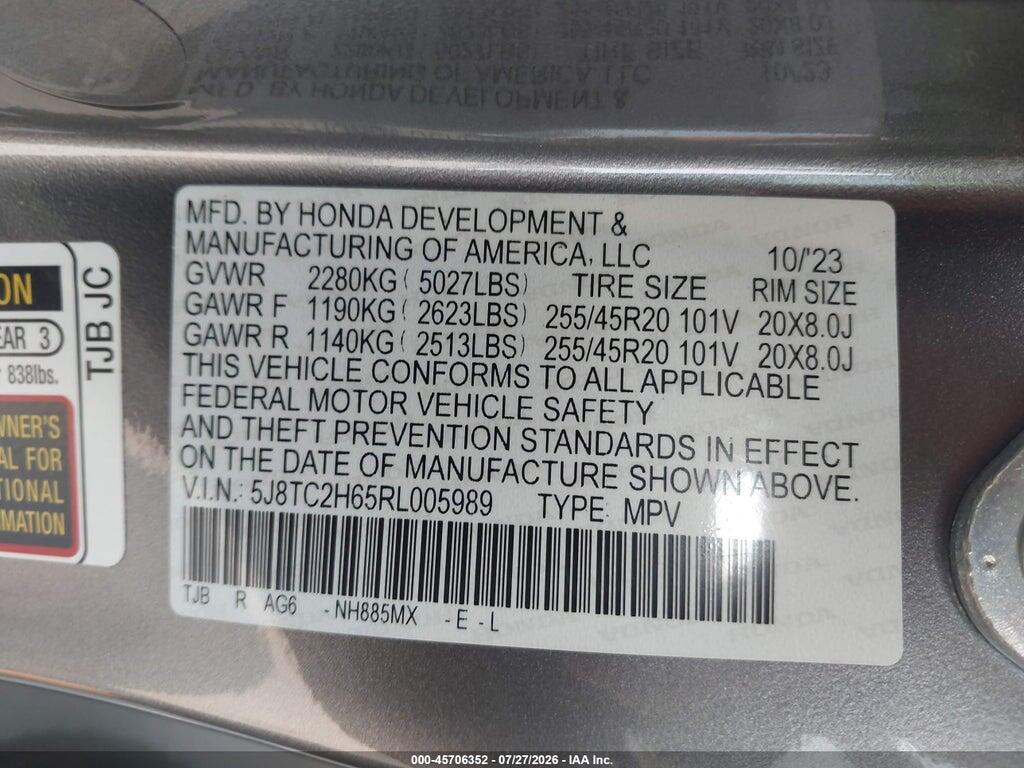 5J8TC2H65RL005989 2024 ACURA RDX photo no. 9