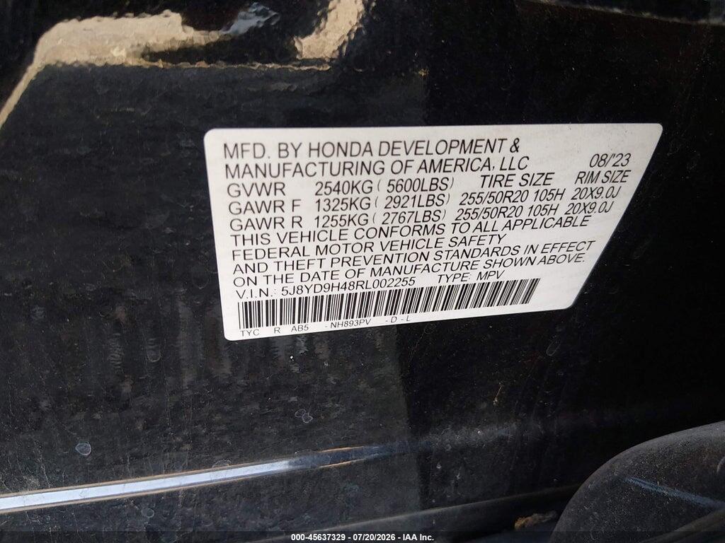 5J8YD9H48RL002255 2024 ACURA MDX photo no. 9
