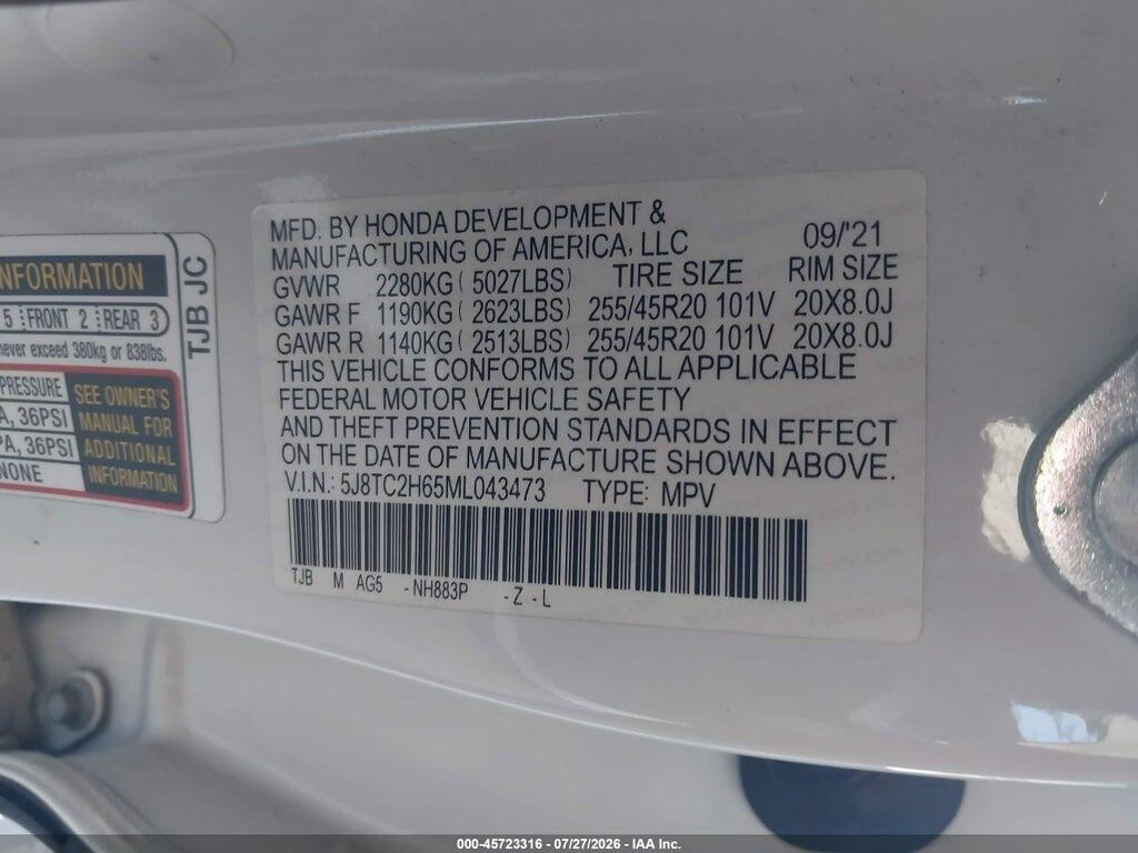5J8TC2H65ML043473 2021 ACURA RDX photo no. 9