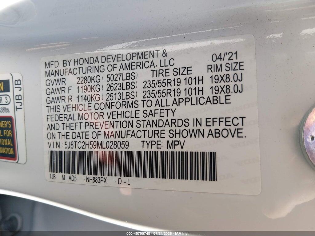 5J8TC2H59ML028059 2021 ACURA RDX photo no. 9