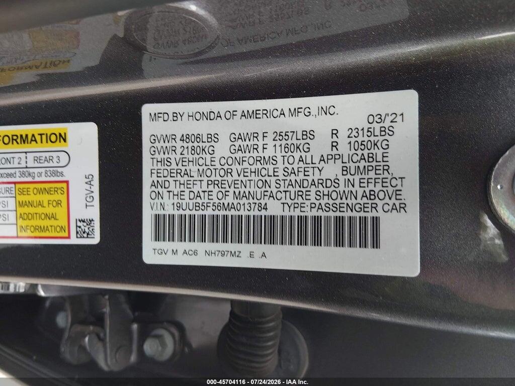 19UUB5F56MA013784 2021 ACURA TLX photo no. 9