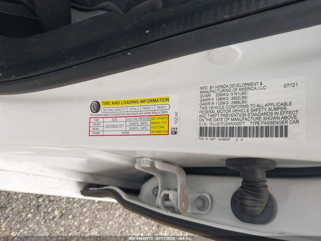 19UUB7F02MA000577 2021 ACURA TLX photo no. 9