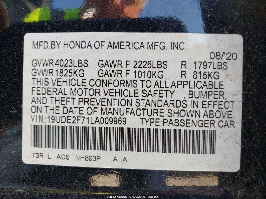 19UDE2F71LA009969 2020 ACURA ILX photo no. 9