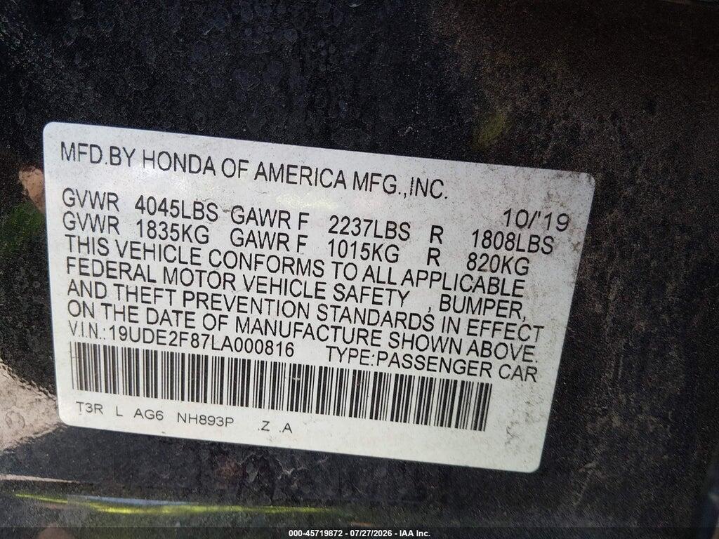19UDE2F87LA000816 2020 ACURA ILX photo no. 9