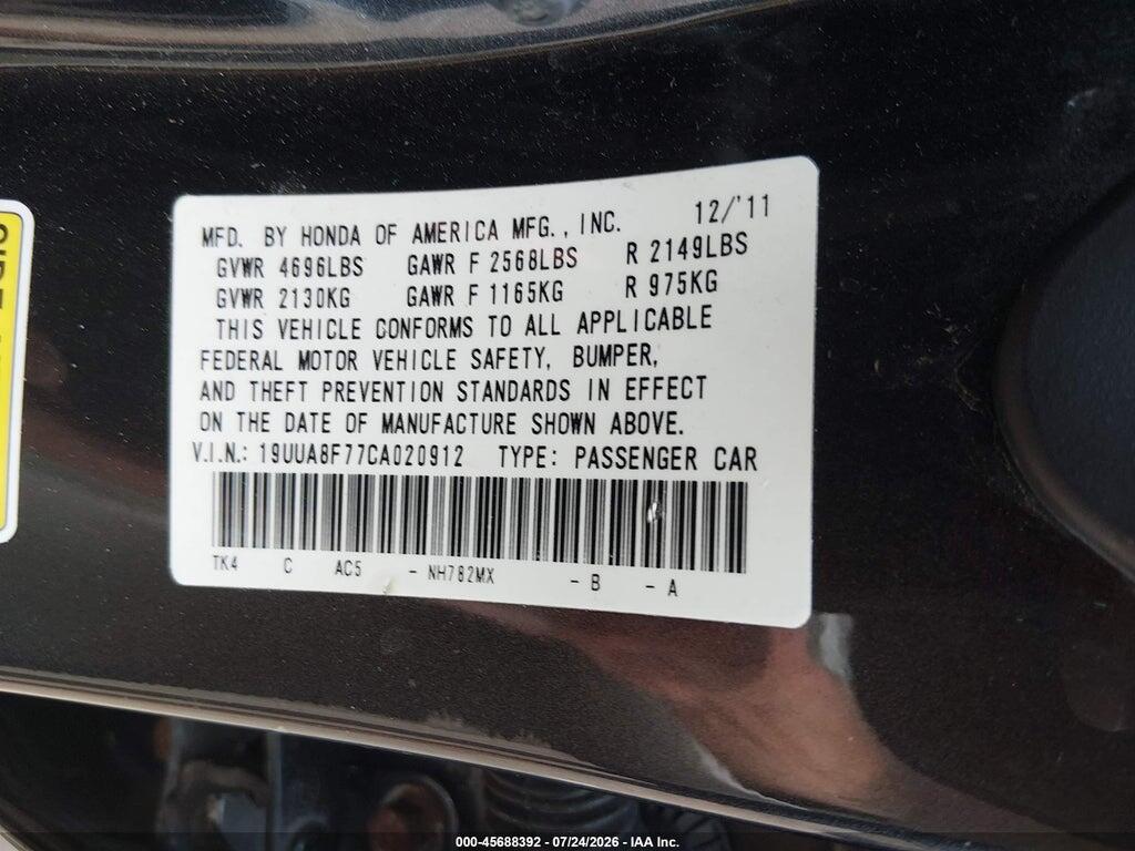 19UUA8F77CA020912 2012 ACURA TL photo no. 9