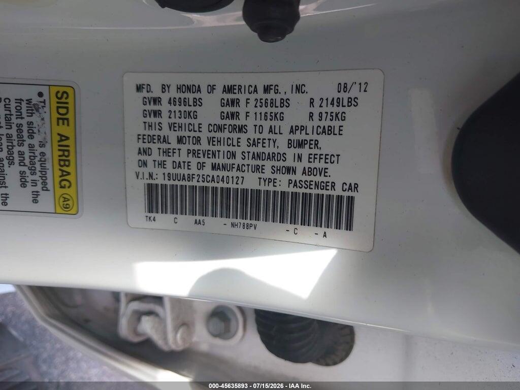 19UUA8F25CA040127 2012 ACURA TL photo no. 9