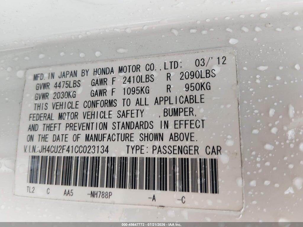 JH4CU2F41CC023134 2012 ACURA TSX photo no. 9