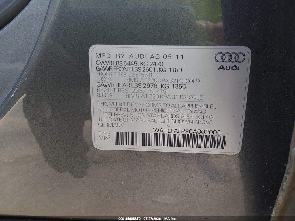 WA1LFAFP9CA002005 2012 AUDI Q5 photo no. 9
