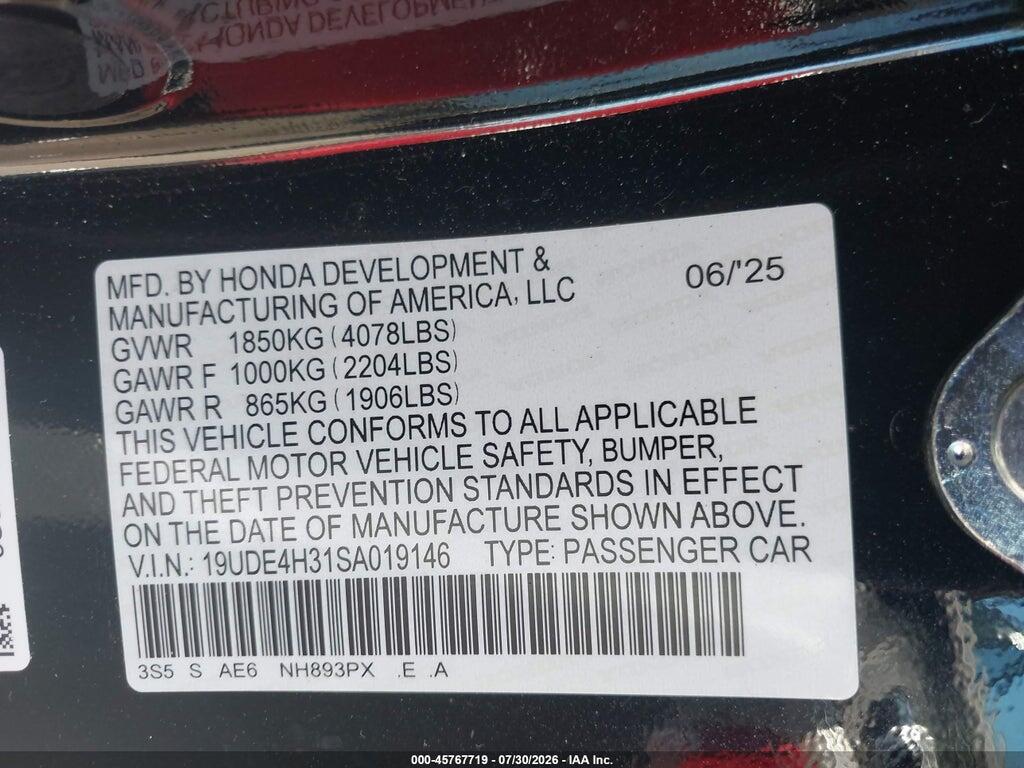 19UDE4H31SA019146 2025 ACURA INTEGRA photo no. 9