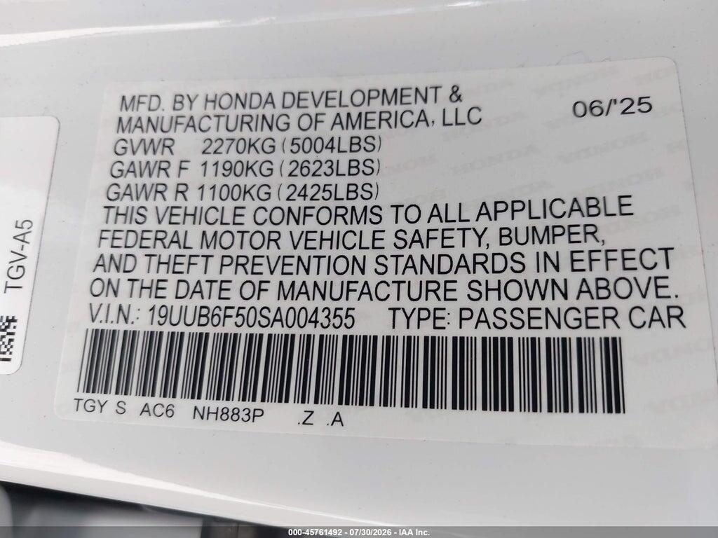 19UUB6F50SA004355 2025 ACURA TLX photo no. 9
