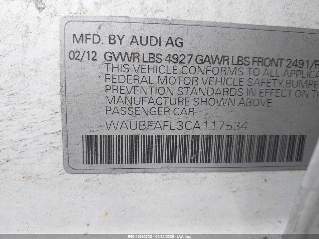WAUBFAFL3CA117534 2012 AUDI A4 photo no. 9