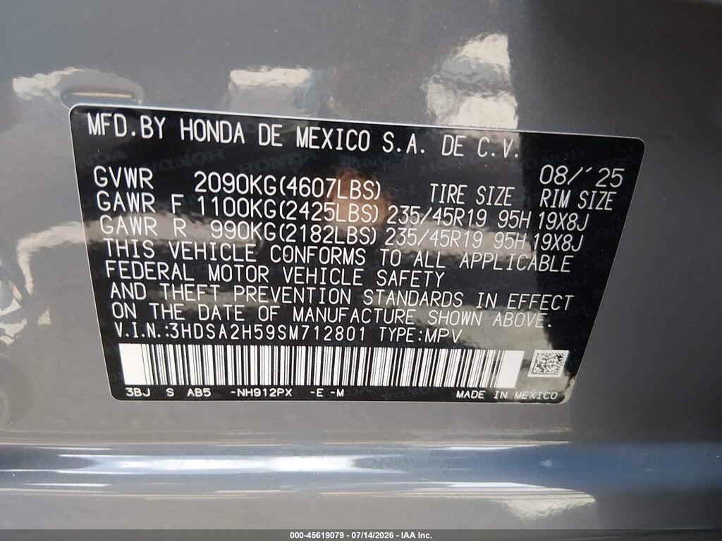 3HDSA2H59SM712801 2025 ACURA ADX photo no. 9