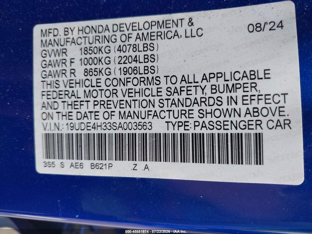 19UDE4H33SA003563 2025 ACURA INTEGRA photo no. 9