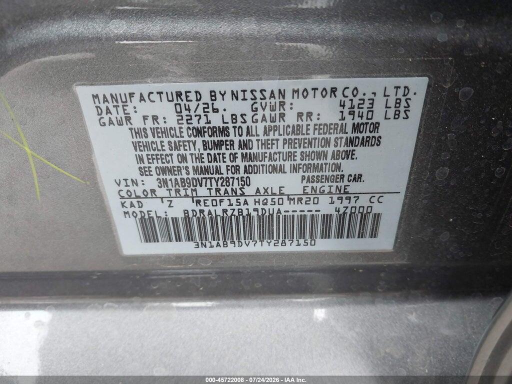 3N1AB9DV7TY287150 2026 NISSAN SENTRA photo no. 9