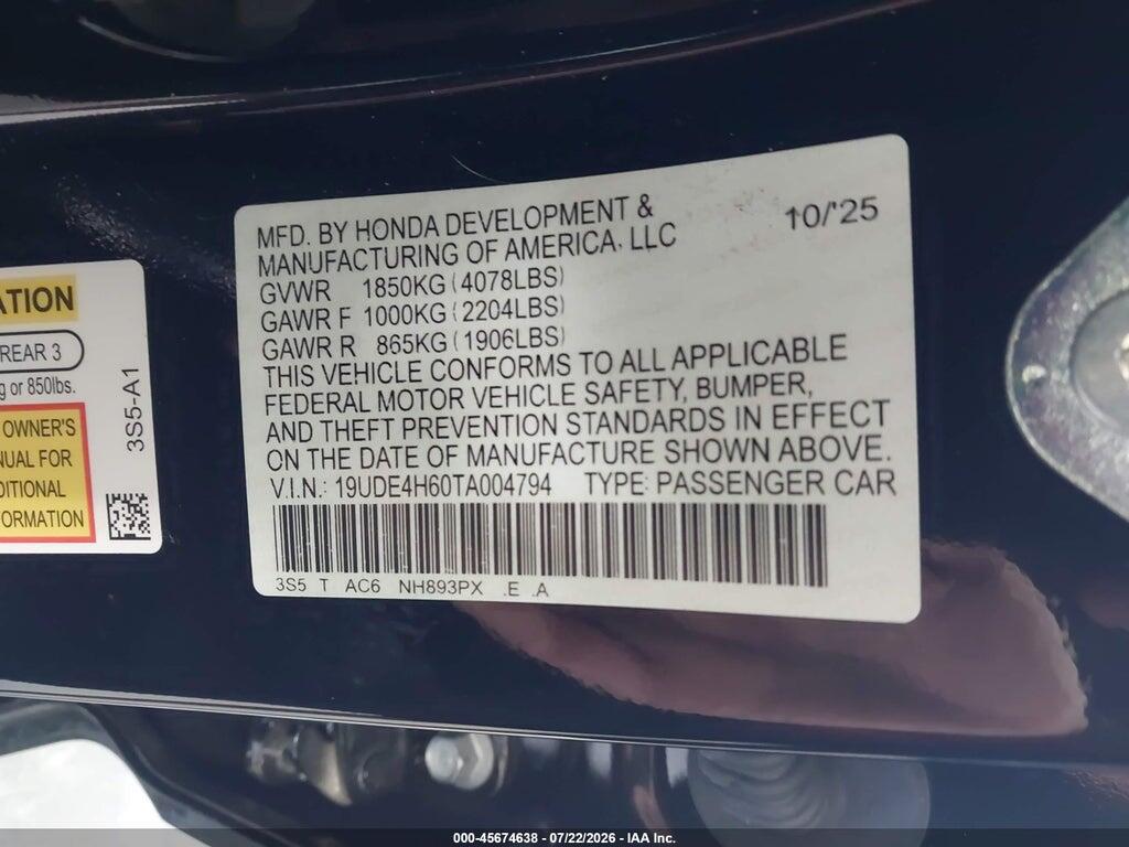 19UDE4H60TA004794 2026 ACURA INTEGRA photo no. 9