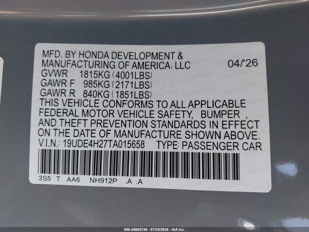 19UDE4H27TA015658 2026 ACURA INTEGRA photo no. 9