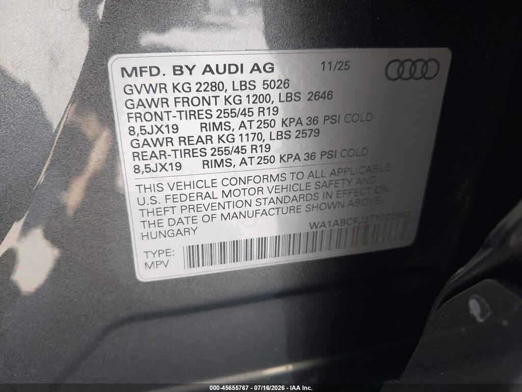 WA1ABCFJ2T1022882 2026 AUDI Q3 photo no. 9