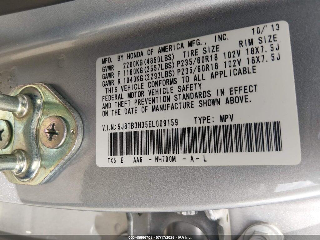 5J8TB3H35EL009159 2014 ACURA RDX photo no. 9