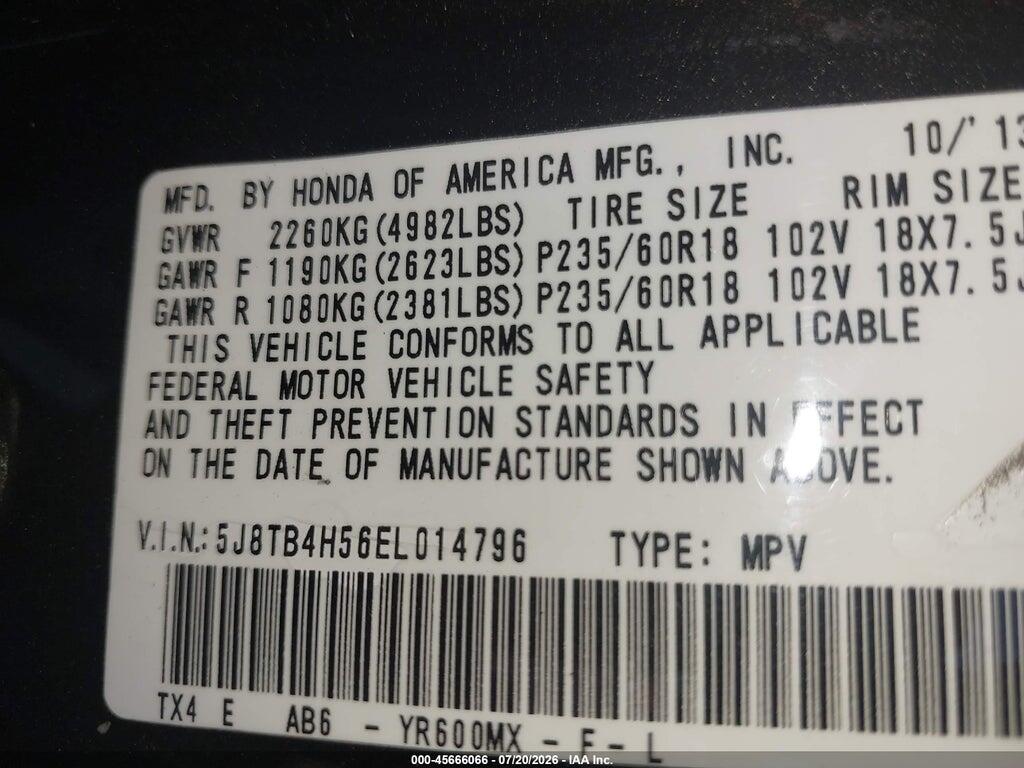 5J8TB4H56EL014796 2014 ACURA RDX photo no. 9