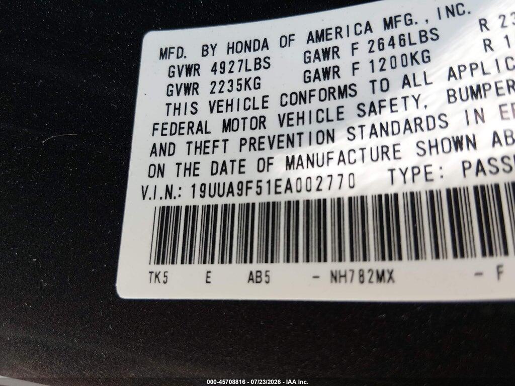 19UUA9F51EA002770 2014 ACURA TL photo no. 9