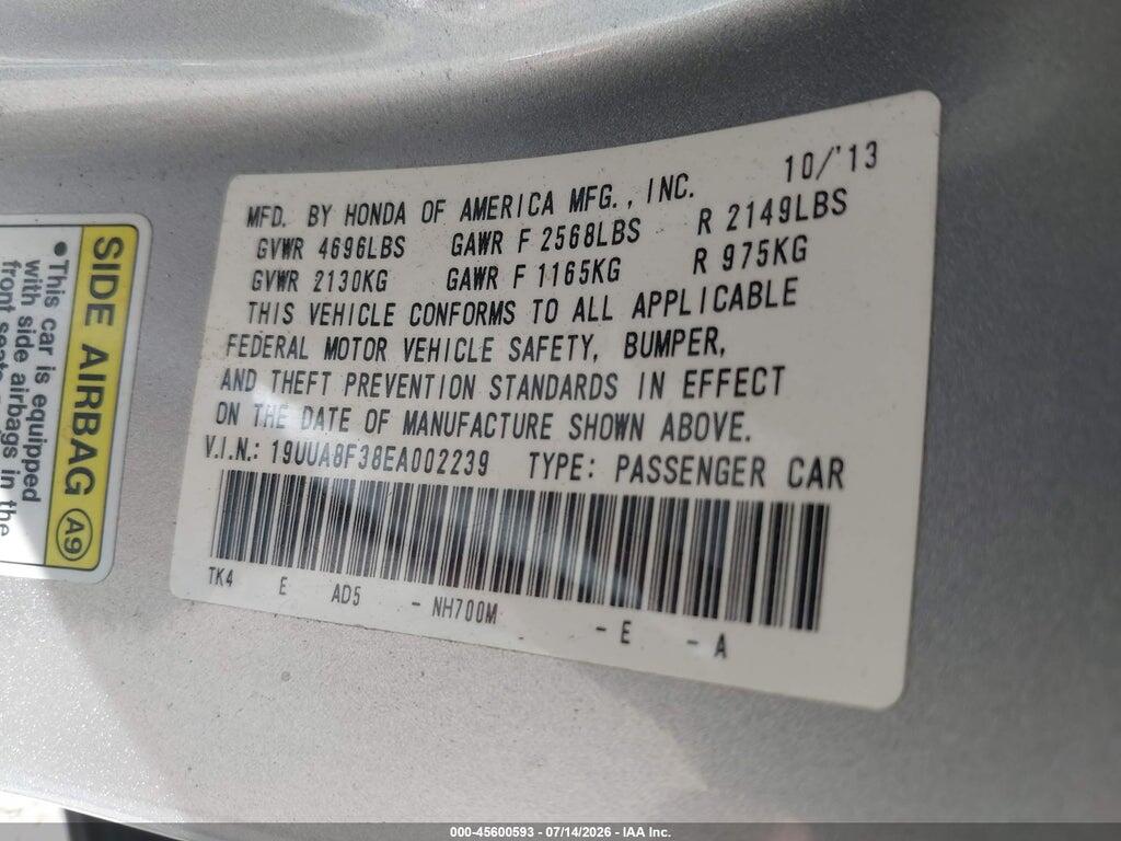 19UUA8F38EA002239 2014 ACURA TL photo no. 9