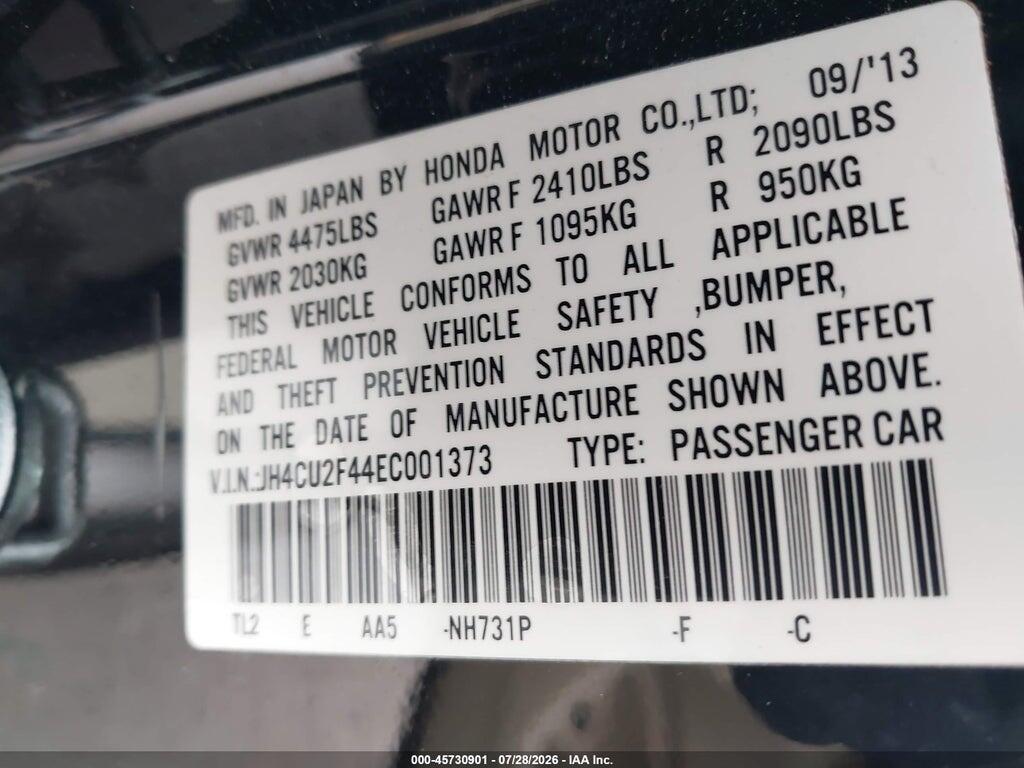 JH4CU2F44EC001373 2014 ACURA TSX photo no. 9