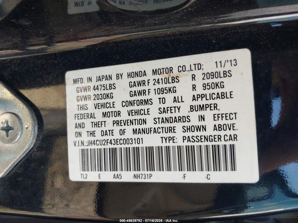 JH4CU2F43EC003101 2014 ACURA TSX photo no. 9