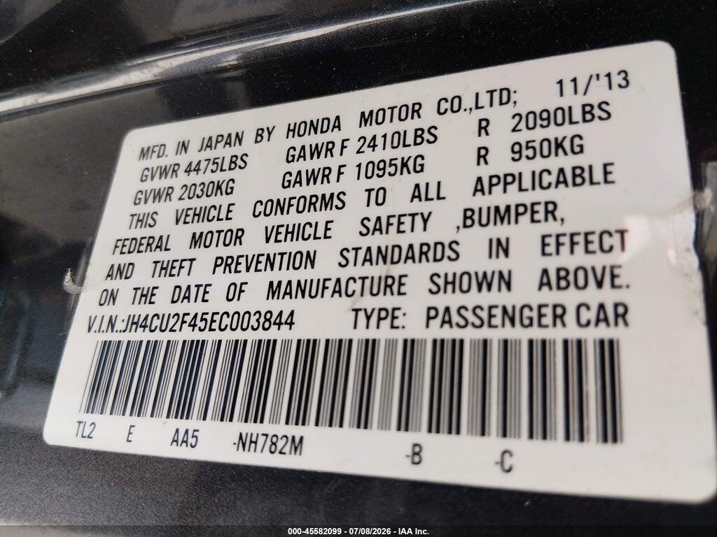 JH4CU2F45EC003844 2014 ACURA TSX photo no. 9
