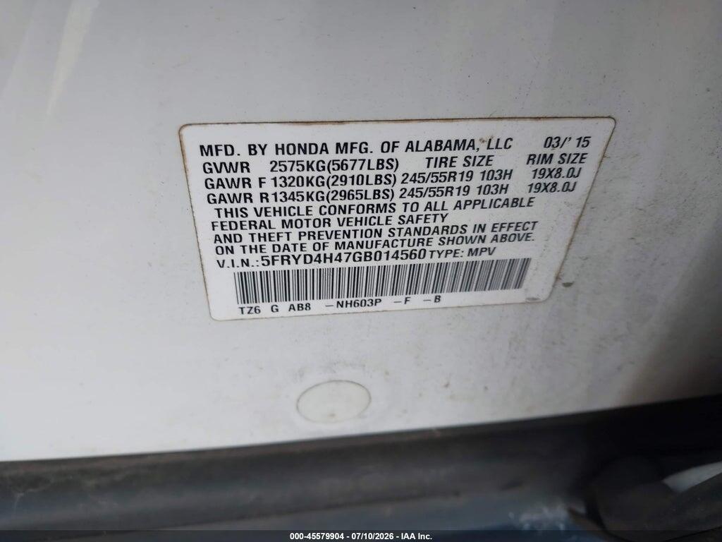 5FRYD4H47GB014560 2016 ACURA MDX photo no. 9