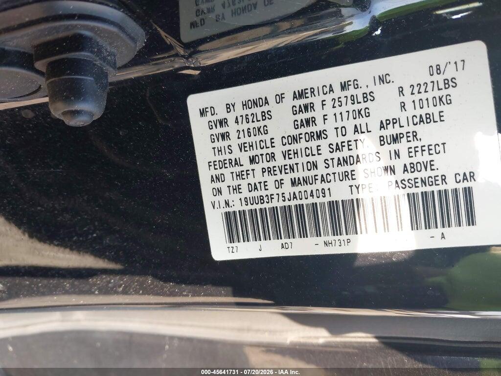 19UUB3F75JA004091 2018 ACURA TLX photo no. 9
