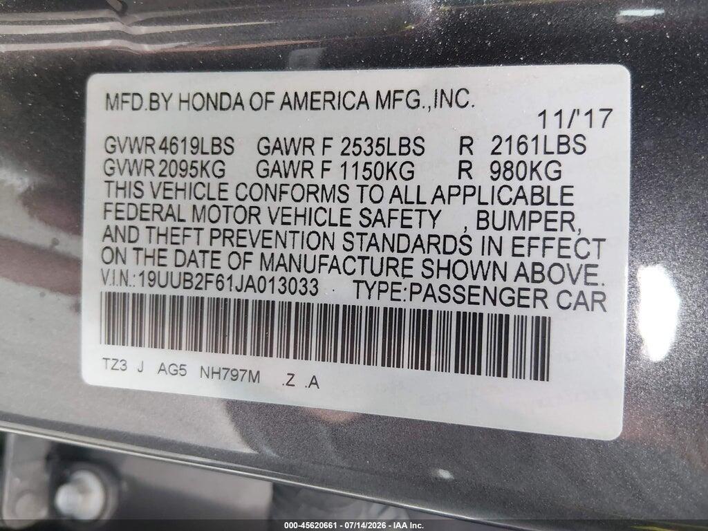 19UUB2F61JA013033 2018 ACURA TLX photo no. 9