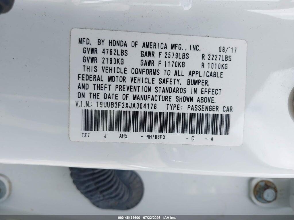 19UUB3F3XJA004178 2018 ACURA TLX photo no. 9
