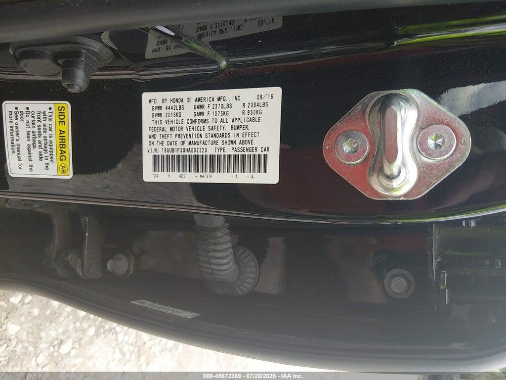 19UUB1F5XHA002320 2017 ACURA TLX photo no. 9