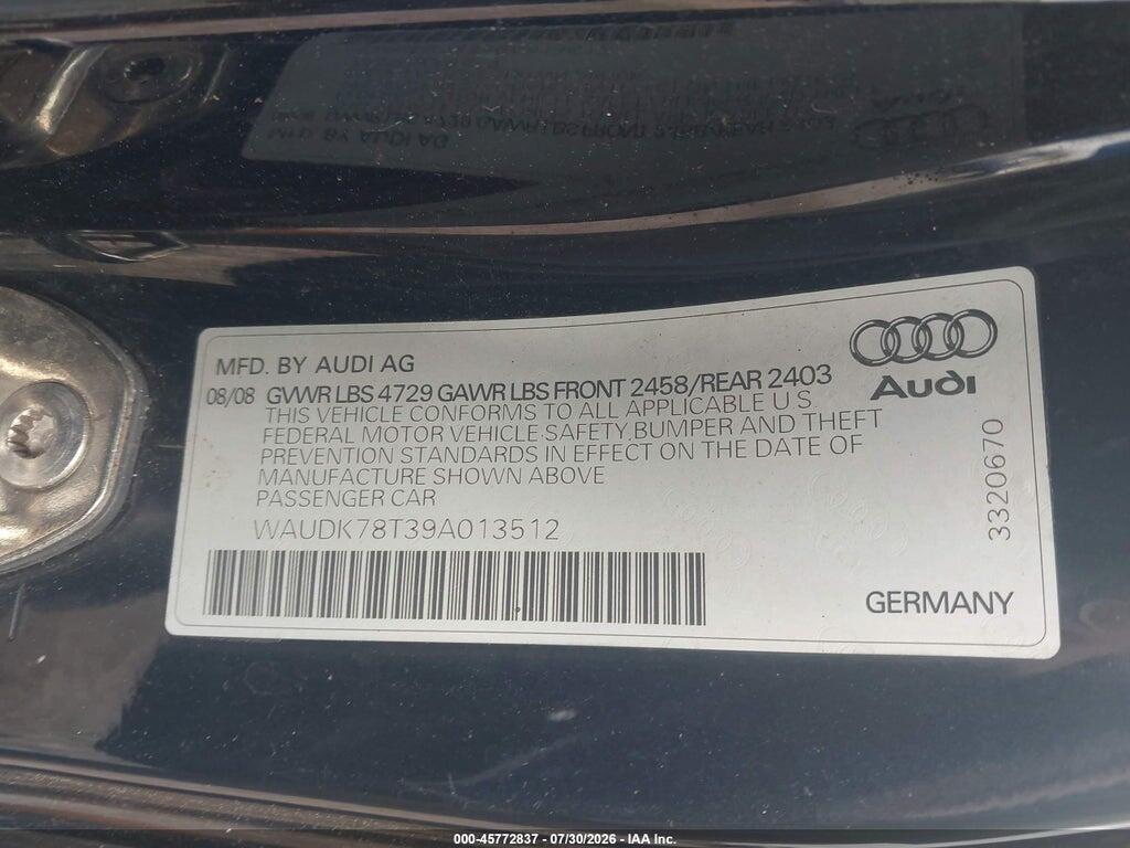 WAUDK78T39A013512 2009 AUDI A5 photo no. 9