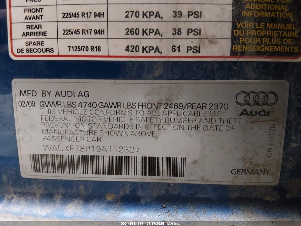 WAUKF78P19A112327 2009 AUDI A3 photo no. 9