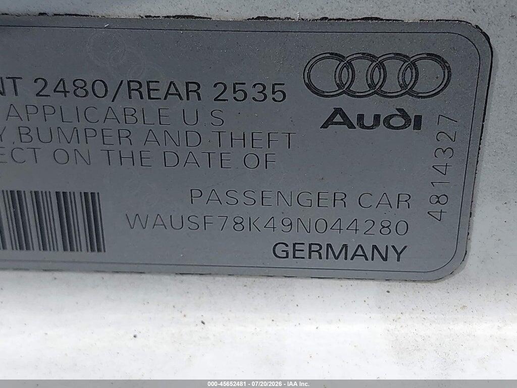 WAUSF78K49N044280 2009 AUDI A4 photo no. 9