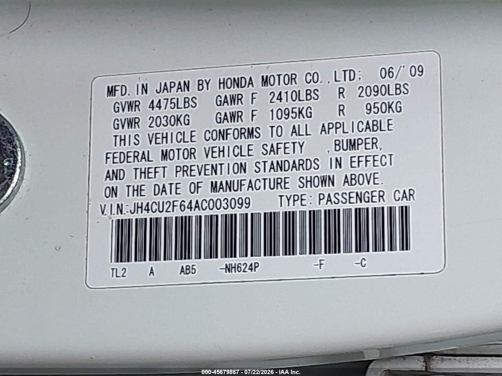 JH4CU2F64AC003099 2010 ACURA TSX photo no. 9