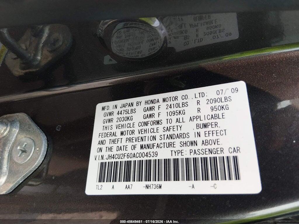 JH4CU2F60AC004539 2010 ACURA TSX photo no. 9