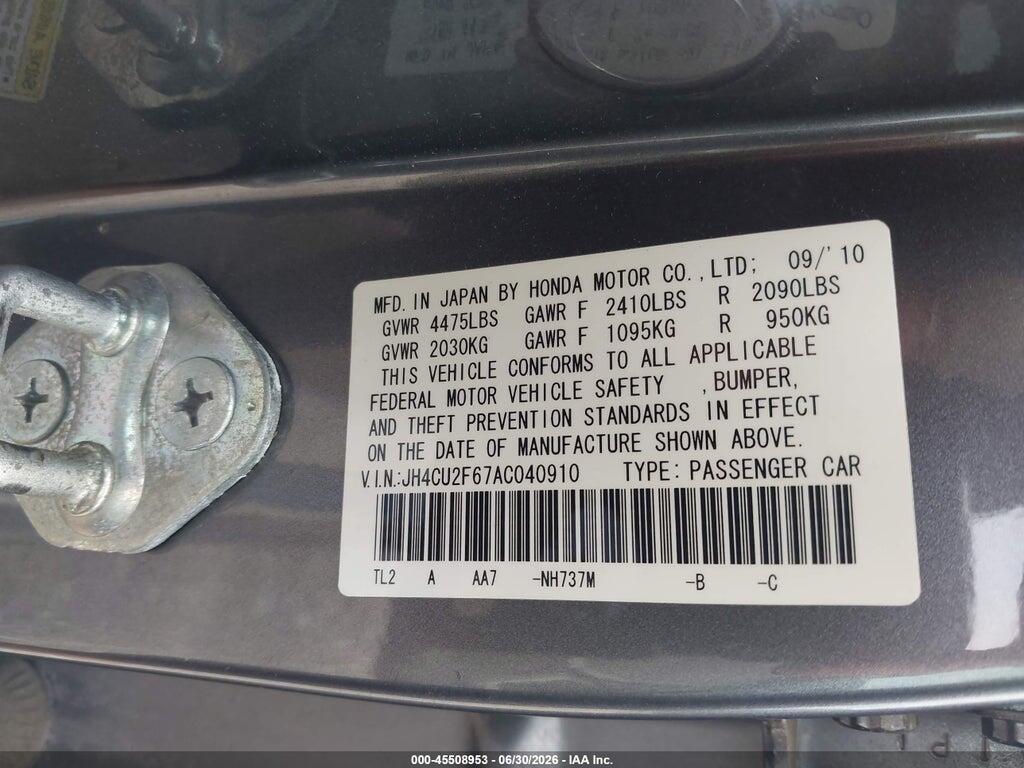 JH4CU2F67AC040910 2010 ACURA TSX photo no. 9