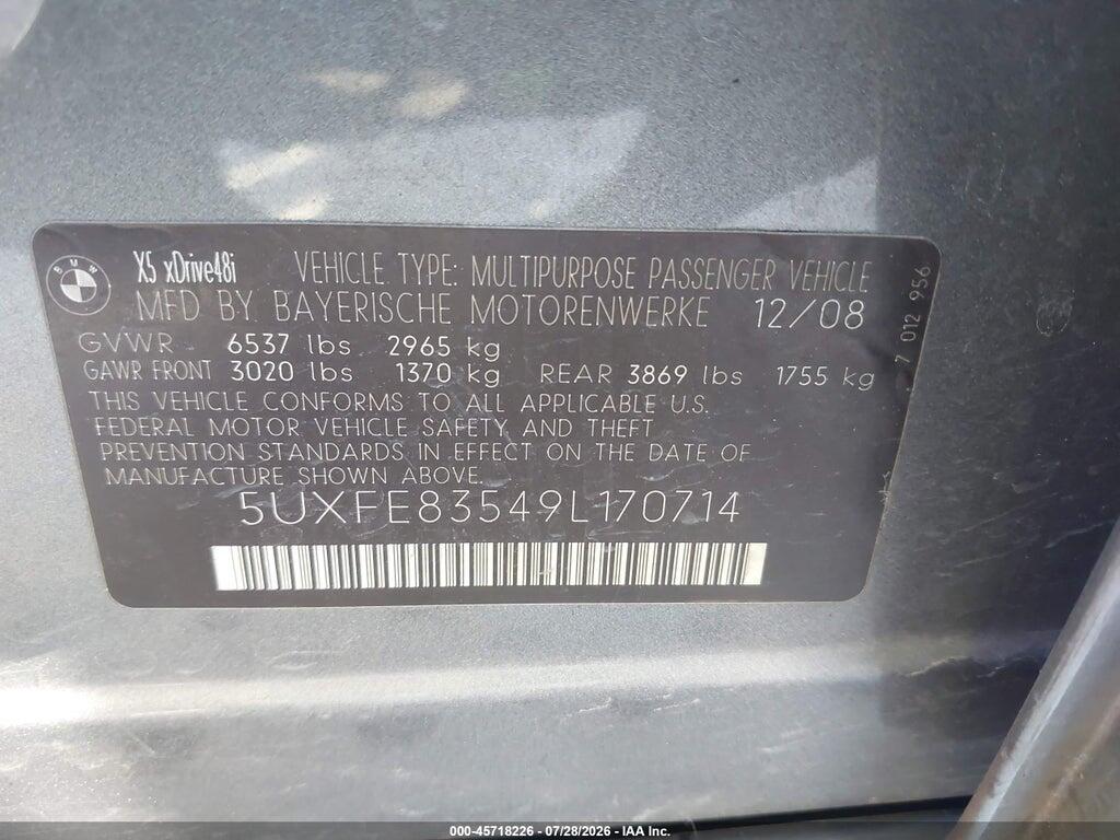 5UXFE83549L170714 2009 BMW X5 photo no. 9