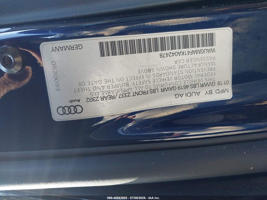 WAUGMAF41KA042478 2019 AUDI A4 photo no. 9