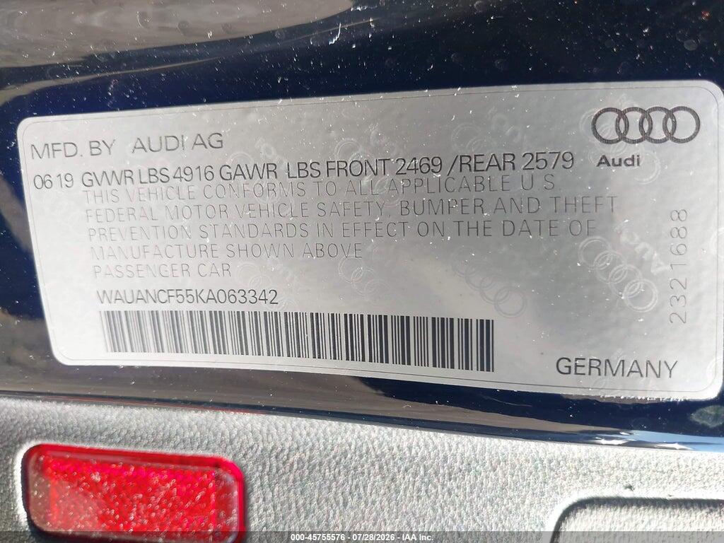 WAUANCF55KA063342 2019 AUDI A5 photo no. 9